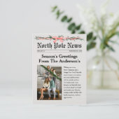 Carte North Pole Newspaper Christmas Photo Card (Debout devant)