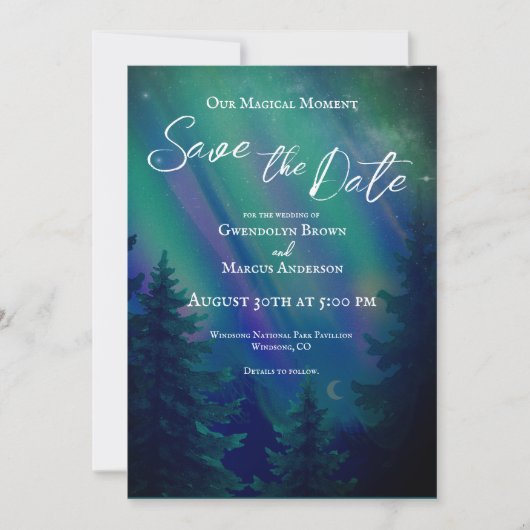 Carte Northern Lights Magical Moment Save the Date (Devant)