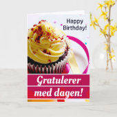 Carte Norvégien "Gratulerer med dagen !" Joyeux annivers (Fleur jaune)