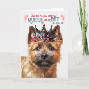 Carte Norwich Terrier Dog Queen Day Amusant Anniversaire