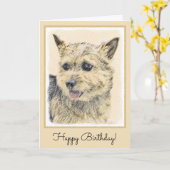 Carte Norwich Terrier Peinture - Cute Original Chien Art (Fleur jaune)