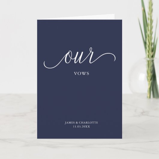 Carte Nos Vows Card Mini Script Bleu (Devant)