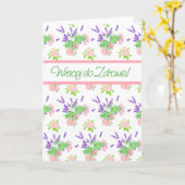 Carte Nostalgique Floral polonais Salutation Se Bien (Fleur jaune)