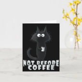 Carte Not Before Coffee-tee Design – Funny Morning Cat A (Fleur jaune)