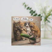 Carte Not the cucumber, funny cat and mouse flat greetin (Debout devant)