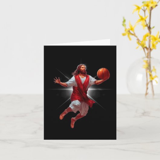 Carte Not Today Satan Jesus Funny Slam Holy Dunk Basketb (Fleur jaune)