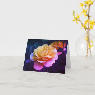 Carte Nota blanche Fleur de rose jaune