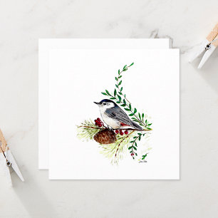 Carte Nota Nuthatch Beautiful Watercolor