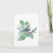 Carte Nota Nuthatch Elegant Watercolor (Devant)