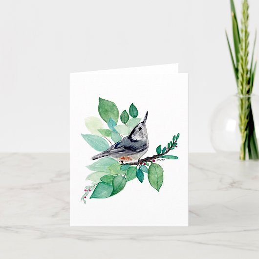 Carte Nota Nuthatch Elegant Watercolor