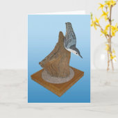 Carte Nota Nuthatch Woodgravure (Fleur jaune)