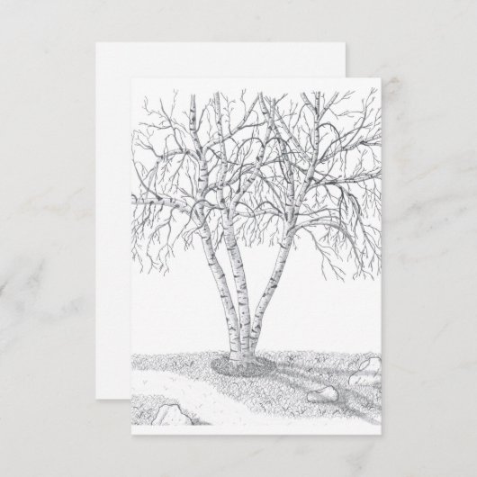 Carte Nota vierge de l'arbre de bouleau - n° 2 (Devant / Derrière)