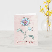 Carte Note Avec Fleur Bleu Whimsical (Fleur jaune)