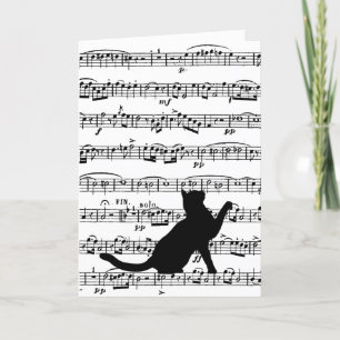 Carte note, black cat sur la musique