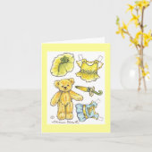 Carte Note blanche poupée papier (Fleur jaune)