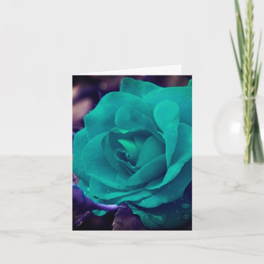 Carte Note blanche Rose Aqua (Devant)