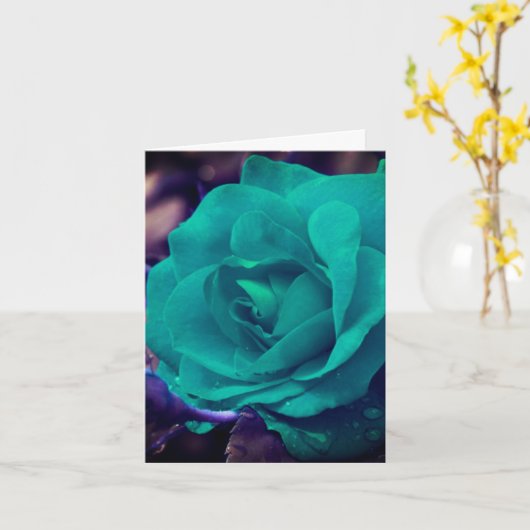Carte Note blanche Rose Aqua (Fleur jaune)