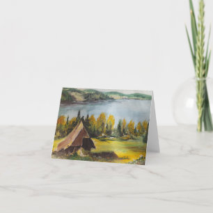 Carte Note Card Ann Hayes Peinture Chalet Sur Le Lac