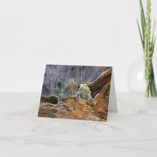 Carte Note Card avec deux lézards curieux (Devant)