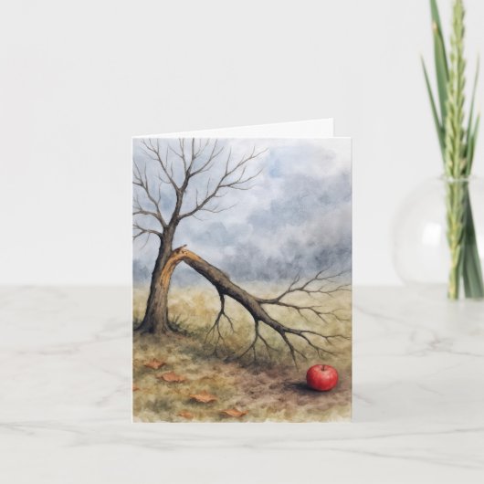 Carte Note Card Watercolor Broken Apple Tree  (Devant)