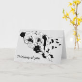 Carte Note Carte/pensée de vous Dessin d'un Dalmatien (Fleur jaune)
