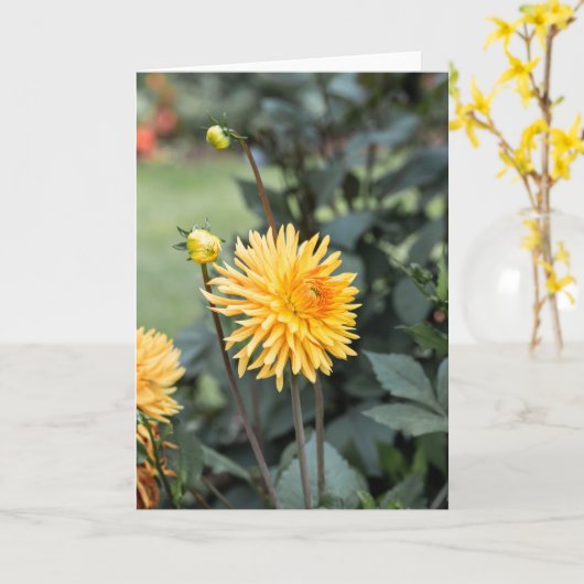 Carte Note Dahlia Jaune (Fleur jaune)