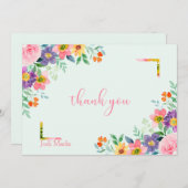 Carte Note d'aquarelle Spring Blooms (Devant / Derrière)