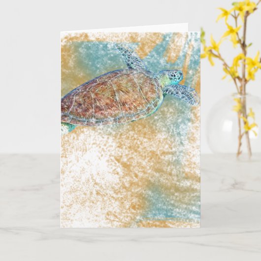 Carte Note d'art sur les tortues marines (Fleur jaune)