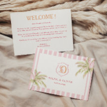 Note de bienvenue pour un mariage tropical de dest