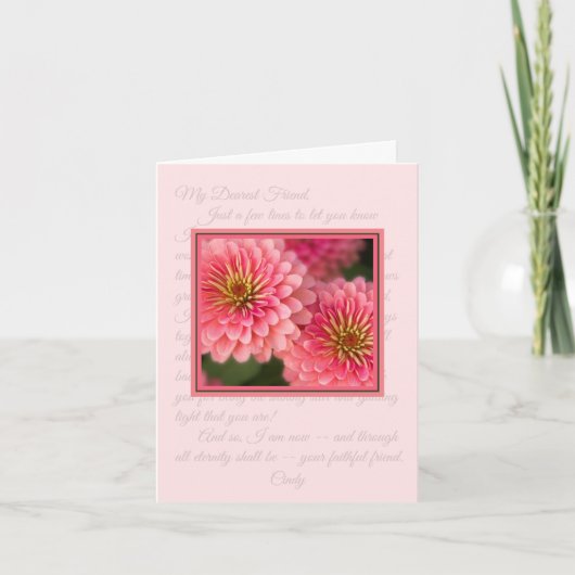 Carte Note de classe Zinnia rose (Devant)