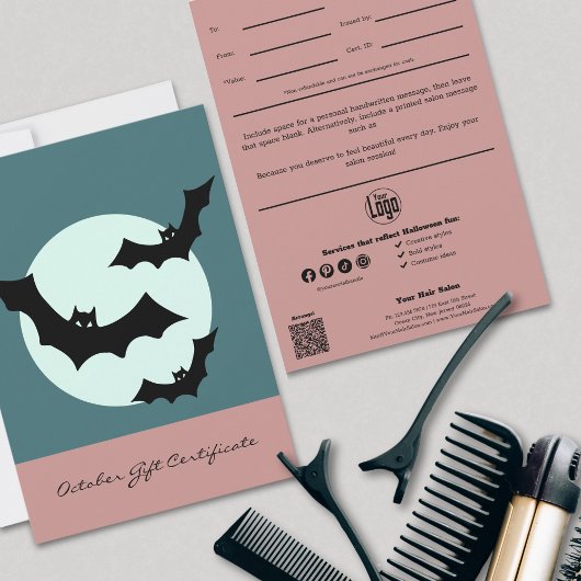 Carte Note de code QR Certificat cadeau Halloween Stylis