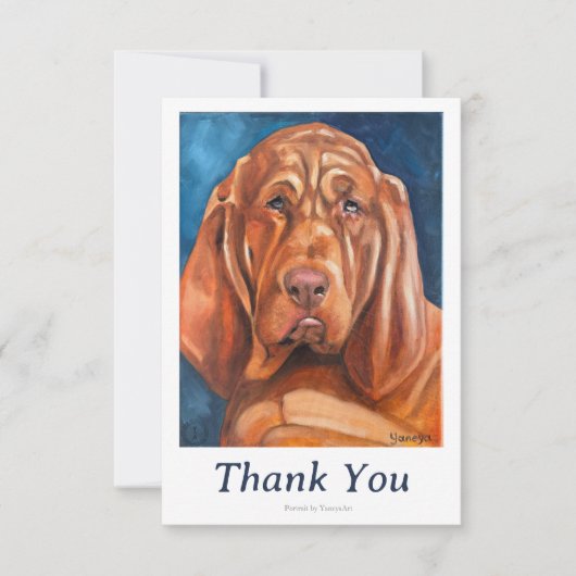 Carte note de remerciement bloodhound (Devant)