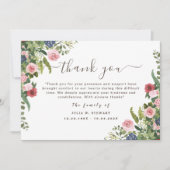 Carte Note de remerciement de funérailles moderne floral (Devant)