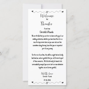 Carte Note de remerciement de mariage dessinée à la main