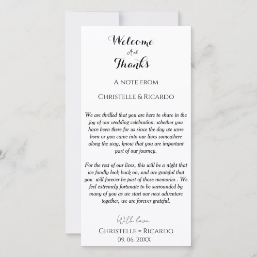Carte Note de remerciement de mariage moderne pour invit (Devant)