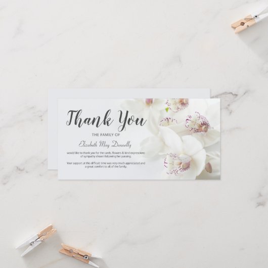 Carte Note de remerciement funéraire | Bereavement de l' (Devant/Arrière en situation)