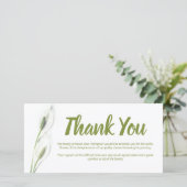 Carte Note de remerciement funéraire | Floral Lily blanc (Debout devant)