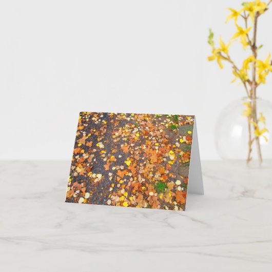 Carte Note Feuilles Automne (Fleur jaune)