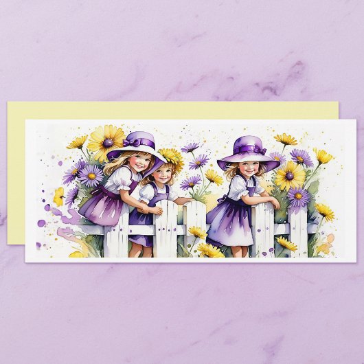 Carte Note fille d'automne