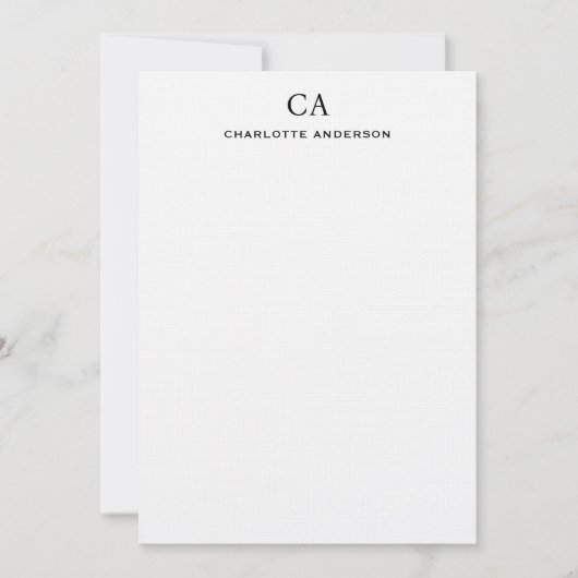 Carte Note Initiale Noir Moderne (Devant)