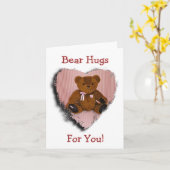 Carte Note : Ours de sensibilisation au cancer du sein (Fleur jaune)