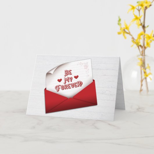 Carte Note Valentine dans l'enveloppe rouge (Fleur jaune)