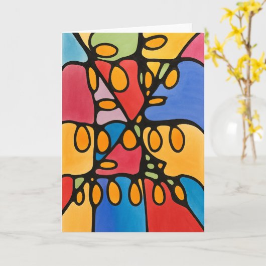 Carte Note vierge Abstraite vive (Fleur jaune)