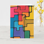 Carte Note vierge Abstraite vive (Fleur jaune)