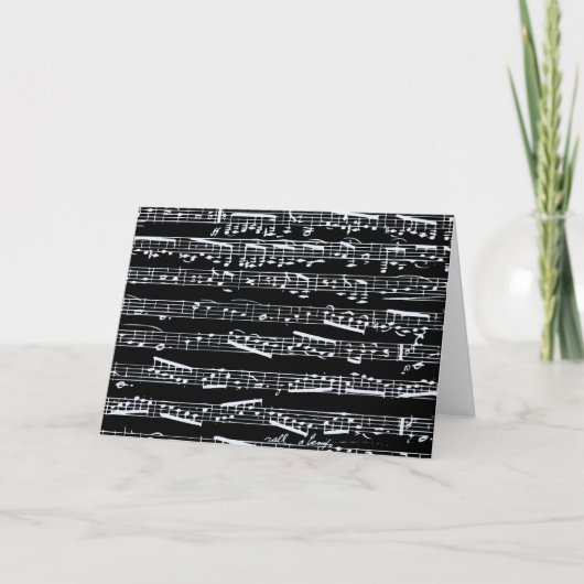 Carte Notes de musique en noir et blanc (Devant)
