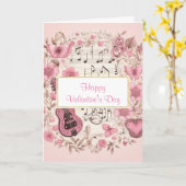 Carte Notes de musique et fleurs Saint-Valentin vintage (Fleur jaune)