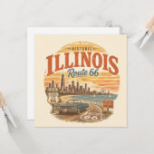Carte Notes de voyage du lac Illinois Route 66 (Devant/Arrière en situation)