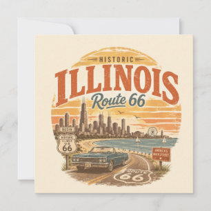 Carte Notes de voyage du lac Illinois Route 66