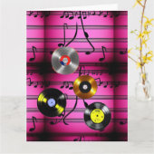 Carte Notes et disques de musique (Fleur jaune)