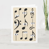 Carte Notes musicales à visage amusant Joyeux anniversai (Devant)